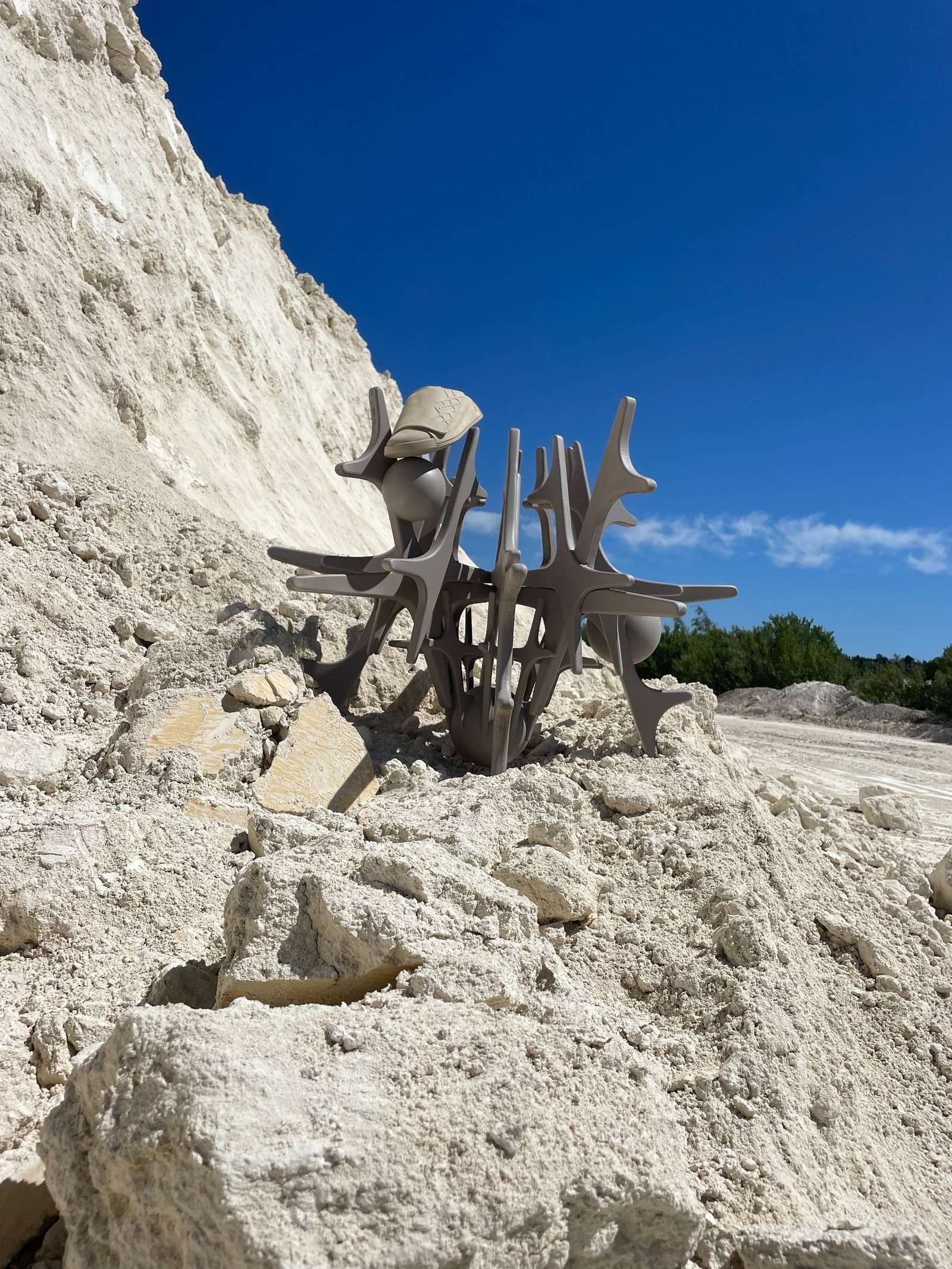 Sculptural piece for ECCO photographed in a chalk quarry